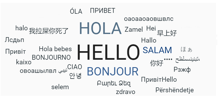 Slido con hola en distintos idiomas
